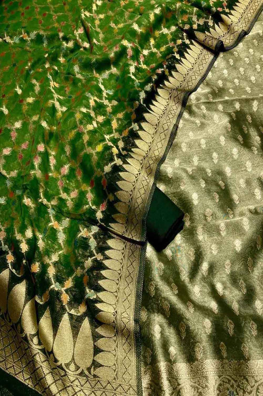 Green Banarasi Tissue Silk Suit with Georgette Dupatta