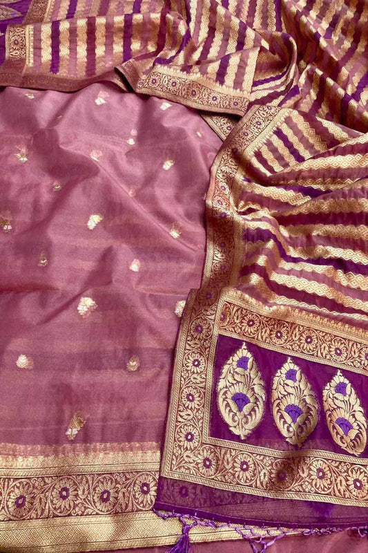 Stunning Pink Banarasi Organza Silk Suit Set - Luxurion World
