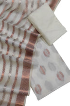 Off White Banarasi Cotton Silk Three Piece Unstitched Suit Set - Luxurion World