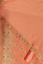Orange Banarasi Cotton Meenakari Three Piece Unstitched Suit Set With Georgette Silk Dupatta - Luxurion World