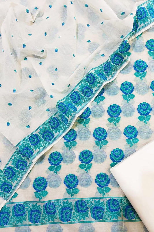 Dazzling Meenakari Cotton Suit Set - Unstitched & Dyeable - Luxurion World