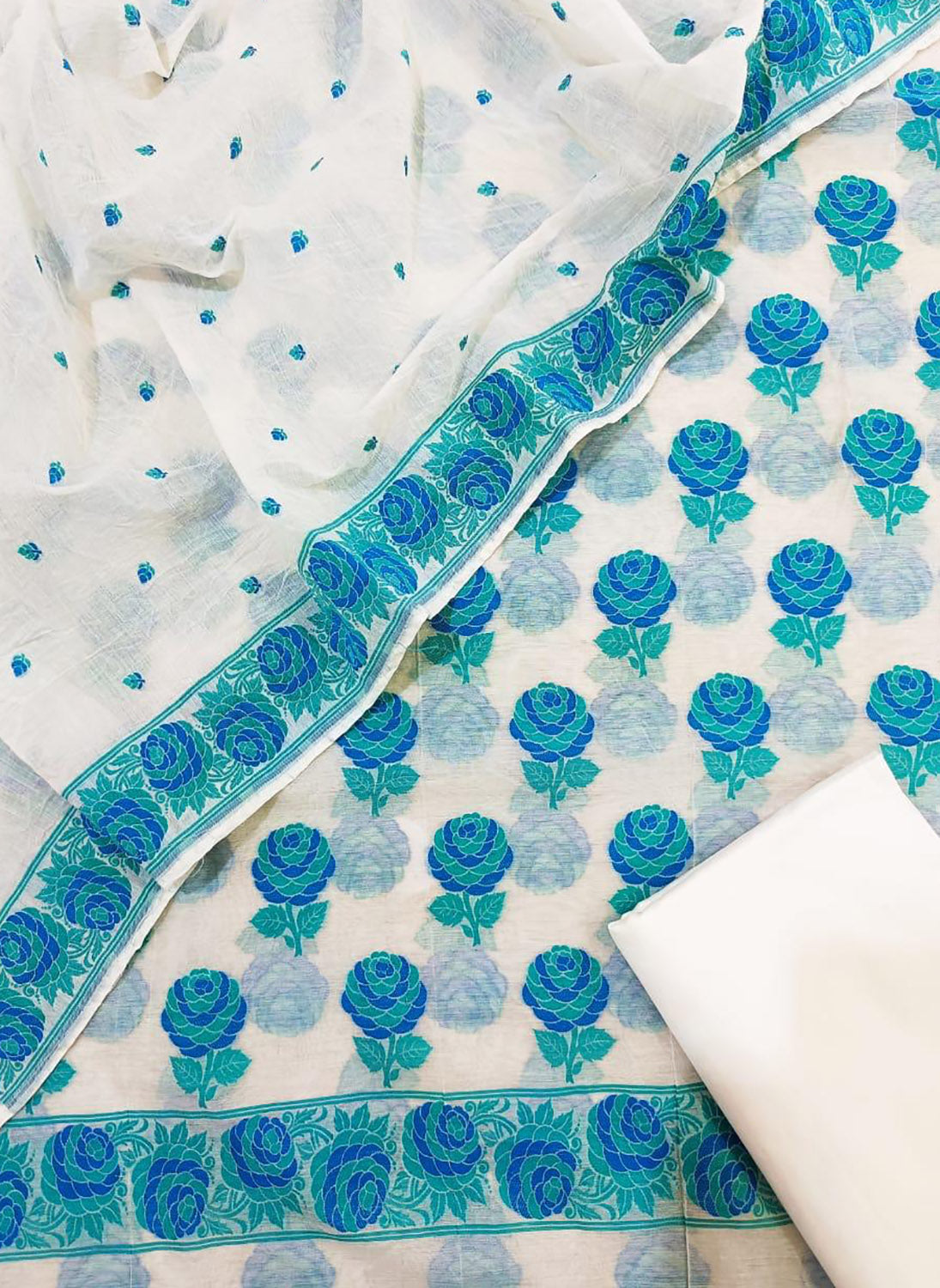 Dazzling Meenakari Cotton Suit Set - Unstitched & Dyeable