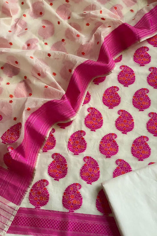 Dazzling Dyeable Banarasi Meenakari Cotton Suit Set - Luxurion World