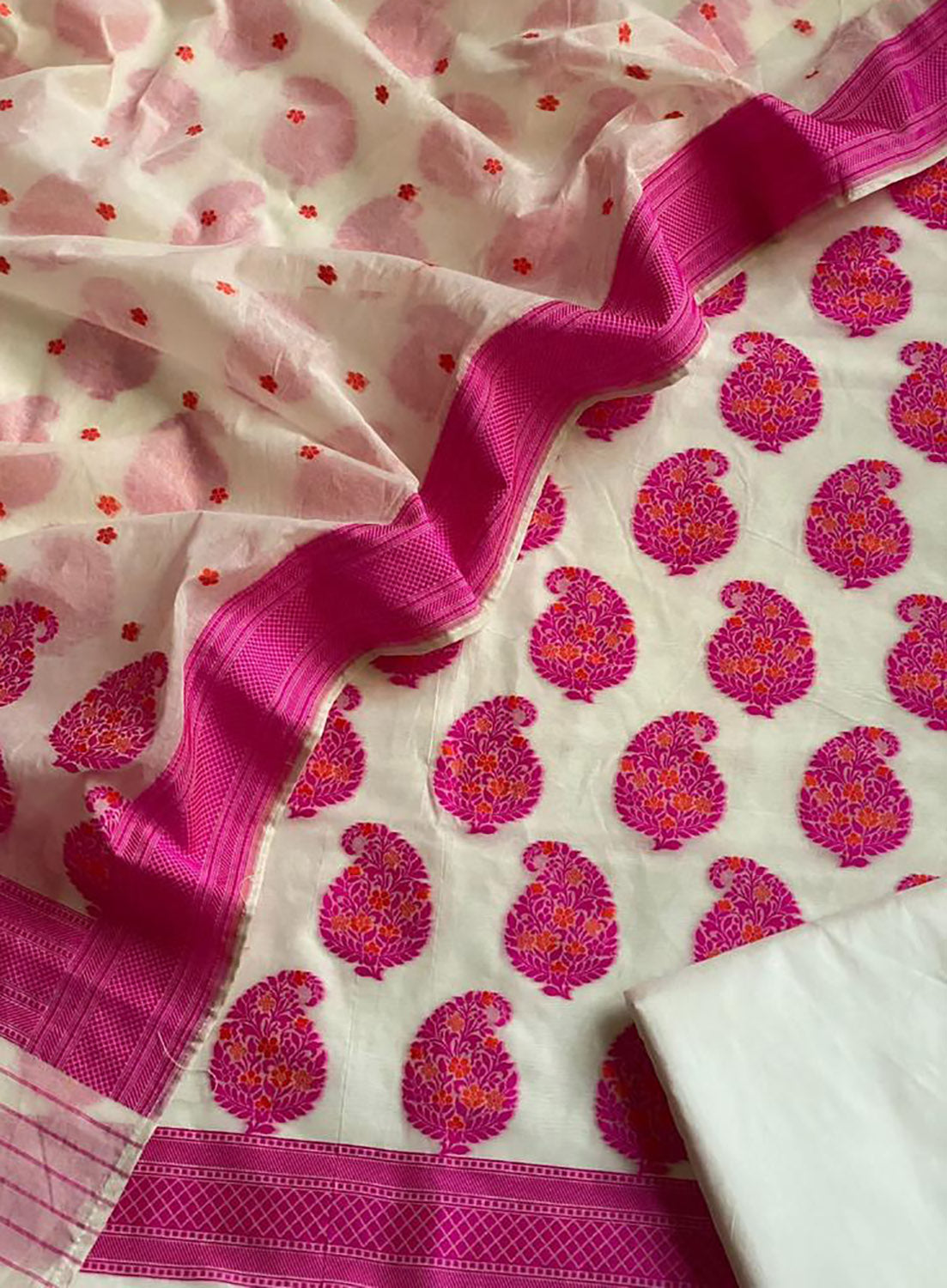 Dazzling Dyeable Banarasi Meenakari Cotton Suit Set - Luxurion World