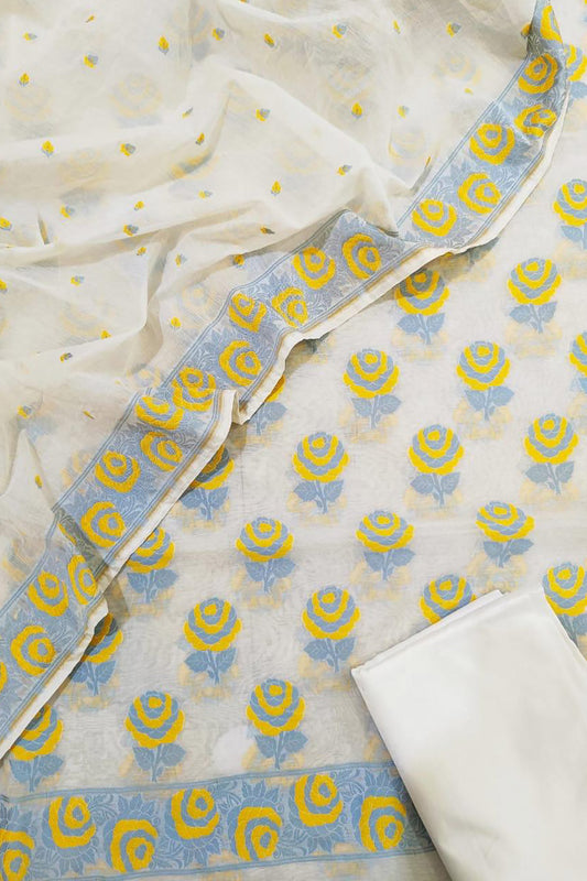 Dazzling Meenakari Banarasi Cotton Suit Set - Unstitched