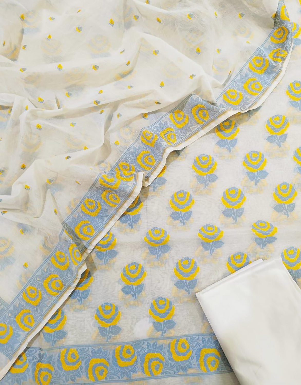 Dazzling Meenakari Banarasi Cotton Suit Set - Unstitched - Luxurion World