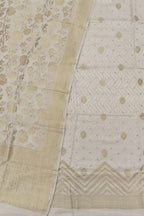 Dyeable Banarasi Handloom Pure Moonga Silk Three Piece Unstitched Suit Set - Luxurion World