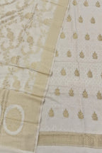 Dyeable Banarasi Handloom Pure Moonga Silk Three Piece Unstitched Suit Set - Luxurion World