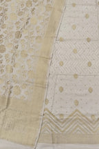 Dyeable Banarasi Handloom Pure Moonga Silk Three Piece Unstitched Suit Set - Luxurion World