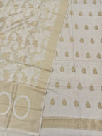 Dyeable Banarasi Handloom Pure Moonga Silk Three Piece Unstitched Suit Set - Luxurion World