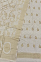 Dyeable Banarasi Handloom Pure Moonga Silk Three Piece Unstitched Suit Set - Luxurion World