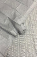 Grey Banarasi Cotton Three Piece Unstitched Suit Set - Luxurion World