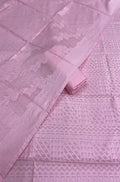 Pink Banarasi Cotton Three Piece Unstitched Suit Set - Luxurion World