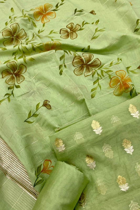 Get the Latest Green Banarasi Chanderi Silk Suit Set - Shop Ethnic Wear Now! - Luxurion World