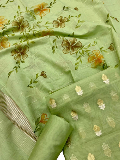 Get the Latest Green Banarasi Chanderi Silk Suit Set - Shop Ethnic Wear Now! - Luxurion World