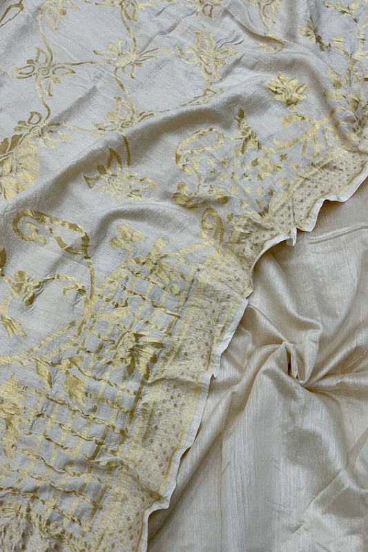 Dazzling Dyeable Banarasi Moonga Silk Unstitched Suit Set - Luxurion World