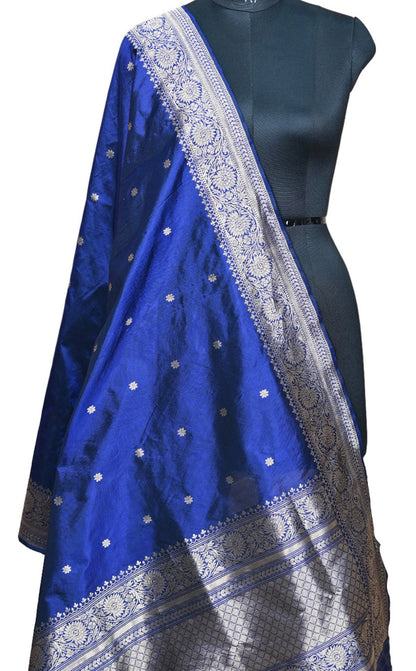 Stunning Blue Banarasi Handloom Katan Silk Suit Set