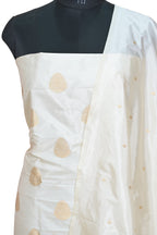 Off White Katan Silk Banarasi Handloom Suit Set - Pure Elegance - Luxurion World