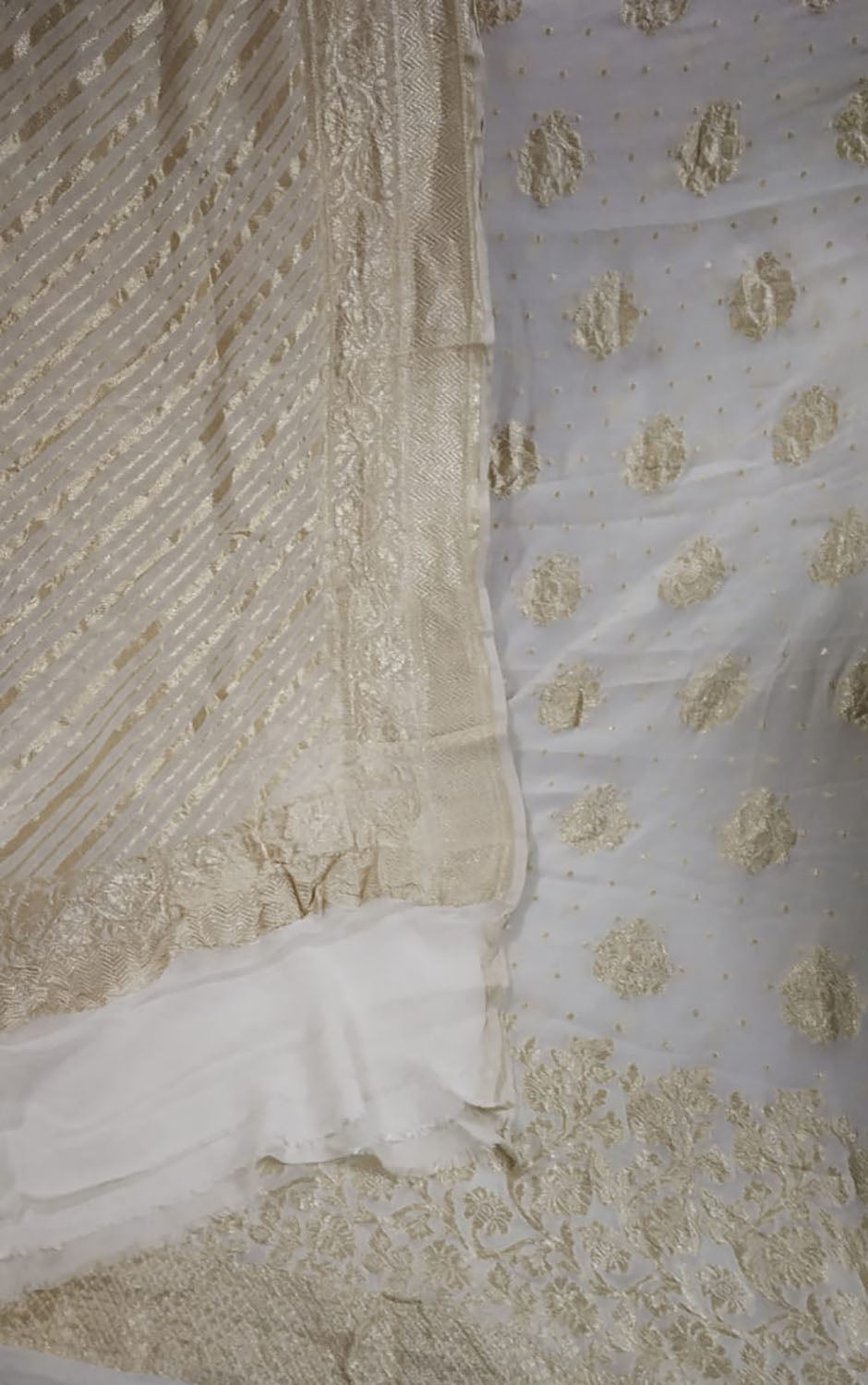 Dyeable Handloom Banarasi Georgette Two Piece Unstitched Suit Set