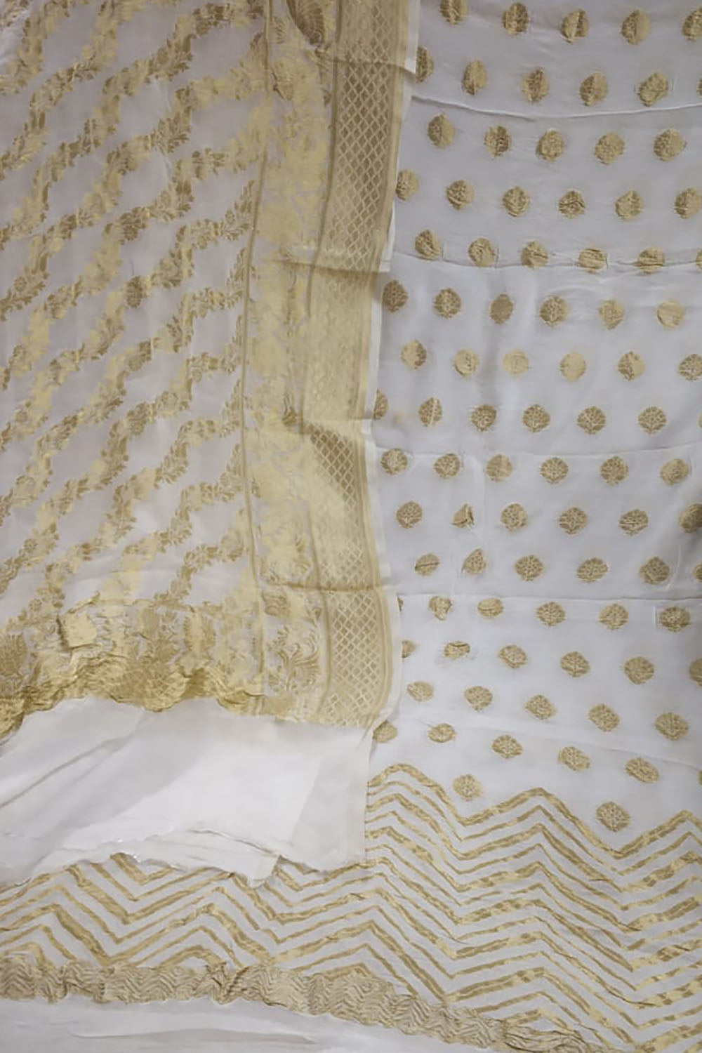 Dyeable Handloom Banarasi Georgette Two Piece Unstitched Suit Set - Luxurion World