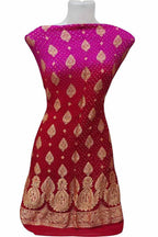 Stunning Pink & Red Banarasi Bandhani Handloom Georgette Suit Set - Luxurion World