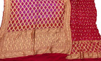 Pink And Red Banarasi Bandhani Pure Georgette Three Piece Unstitched Suit Set - Luxurion World