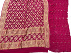 Pink Banarasi Bandhani Pure Georgette Three Piece Unstitched Suit Set - Luxurion World