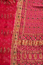 Pink Banarasi Bandhani Pure Georgette Three Piece Unstitched Suit Set - Luxurion World