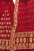 Red Banarasi Bandhani Pure Georgette Three Piece Unstitched Suit Set - Luxurion World