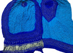 Blue Bandhani Gajji Silk Three Piece Unstitched Suit Set - Luxurion World