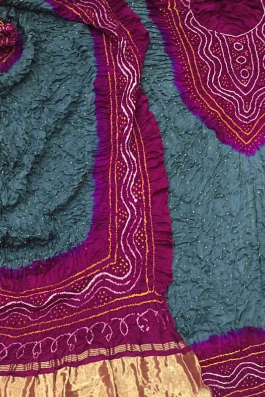 Grey Bandhani Gajji Silk Three Piece Unstitched Suit Set - Luxurion World