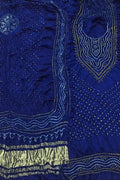 Blue Bandhani Gajji Silk Three Piece Unstitched Suit Set - Luxurion World