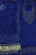 Blue Bandhani Gajji Silk Three Piece Unstitched Suit Set - Luxurion World