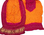 Orange Bandhani Gajji Silk Three Piece Unstitched Suit Set - Luxurion World