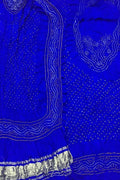 Blue Bandhani Gajji Silk Three Piece Unstitched Suit Set - Luxurion World