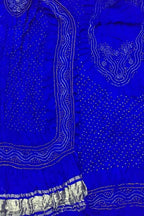 Blue Bandhani Gajji Silk Three Piece Unstitched Suit Set - Luxurion World
