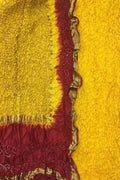 Yellow And Red Bandhani Pure Silk Unstitched Suit Set - Luxurion World