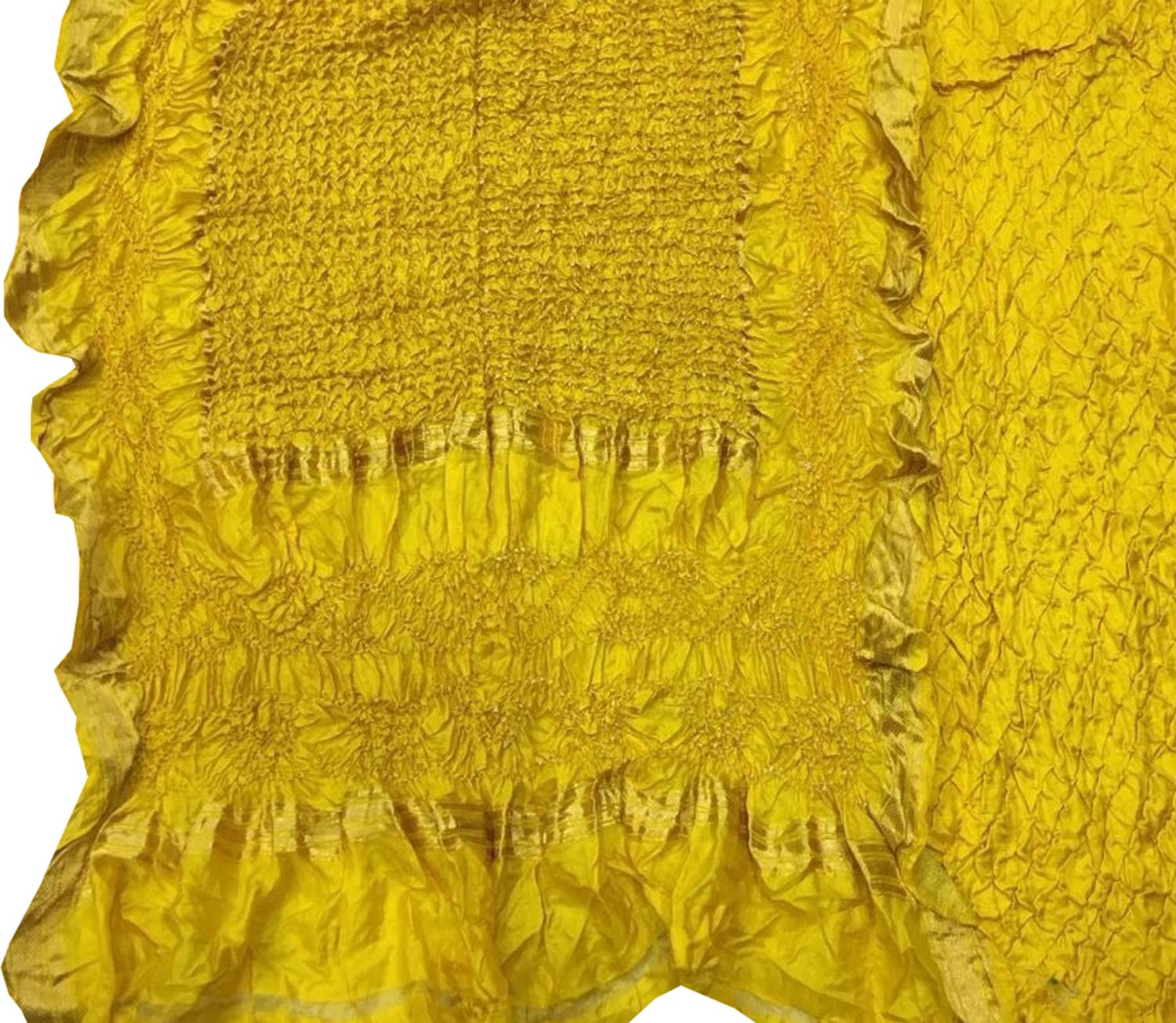 Stunning Yellow Bandhani Pure Silk Suit: Unstitched Elegance - Luxurion World