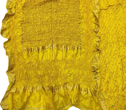 Stunning Yellow Bandhani Pure Silk Suit: Unstitched Elegance - Luxurion World