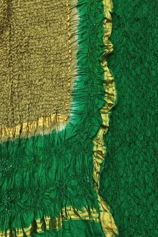 Stunning Green Bandhani Silk Suit: Unstitched Elegance - Luxurion World