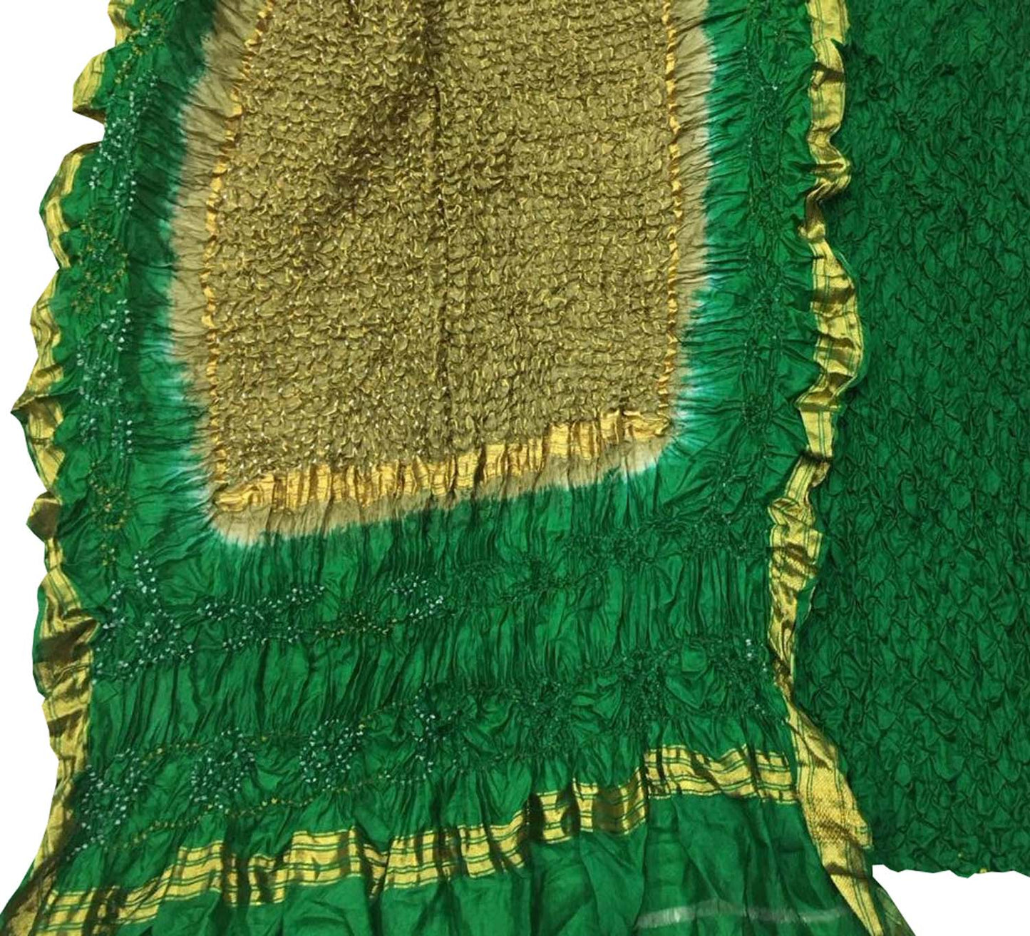 Stunning Green Bandhani Silk Suit: Unstitched Elegance - Luxurion World