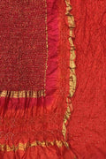 Vibrant Orange & Red Bandhani Silk Suit: Unstitched Elegance - Luxurion World