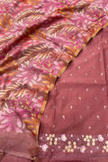 Pink Banarasi Chanderi Silk 3-Piece Suit with Digital Printed Dupatta - Luxurion World