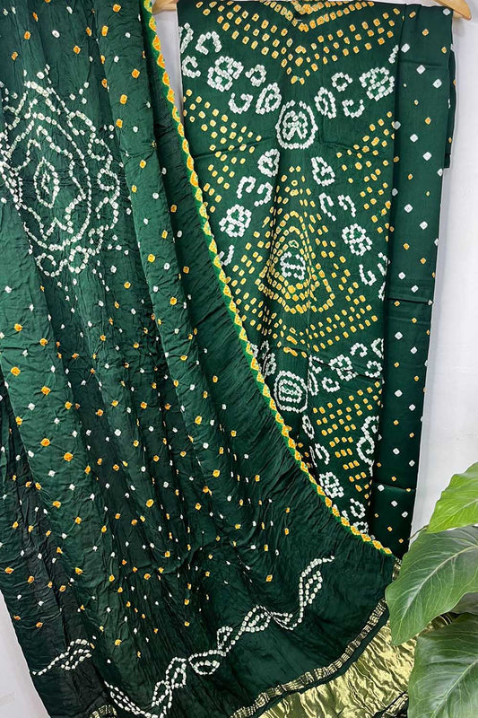 Green Bandhani Modal Silk Three Piece Suit Set - Luxurion World