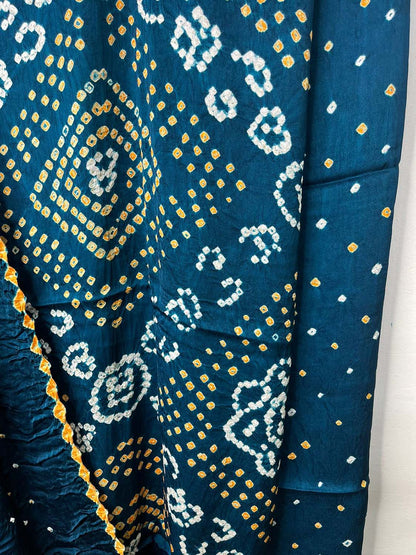 Blue Bandhani Modal Silk Three Piece Suit Set - Luxurion World