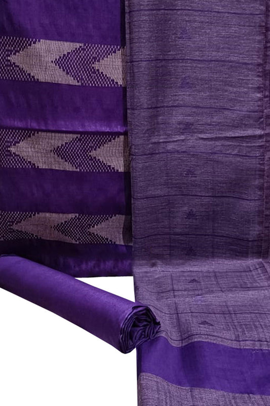 Elegant Purple Cotton Silk Suit Set