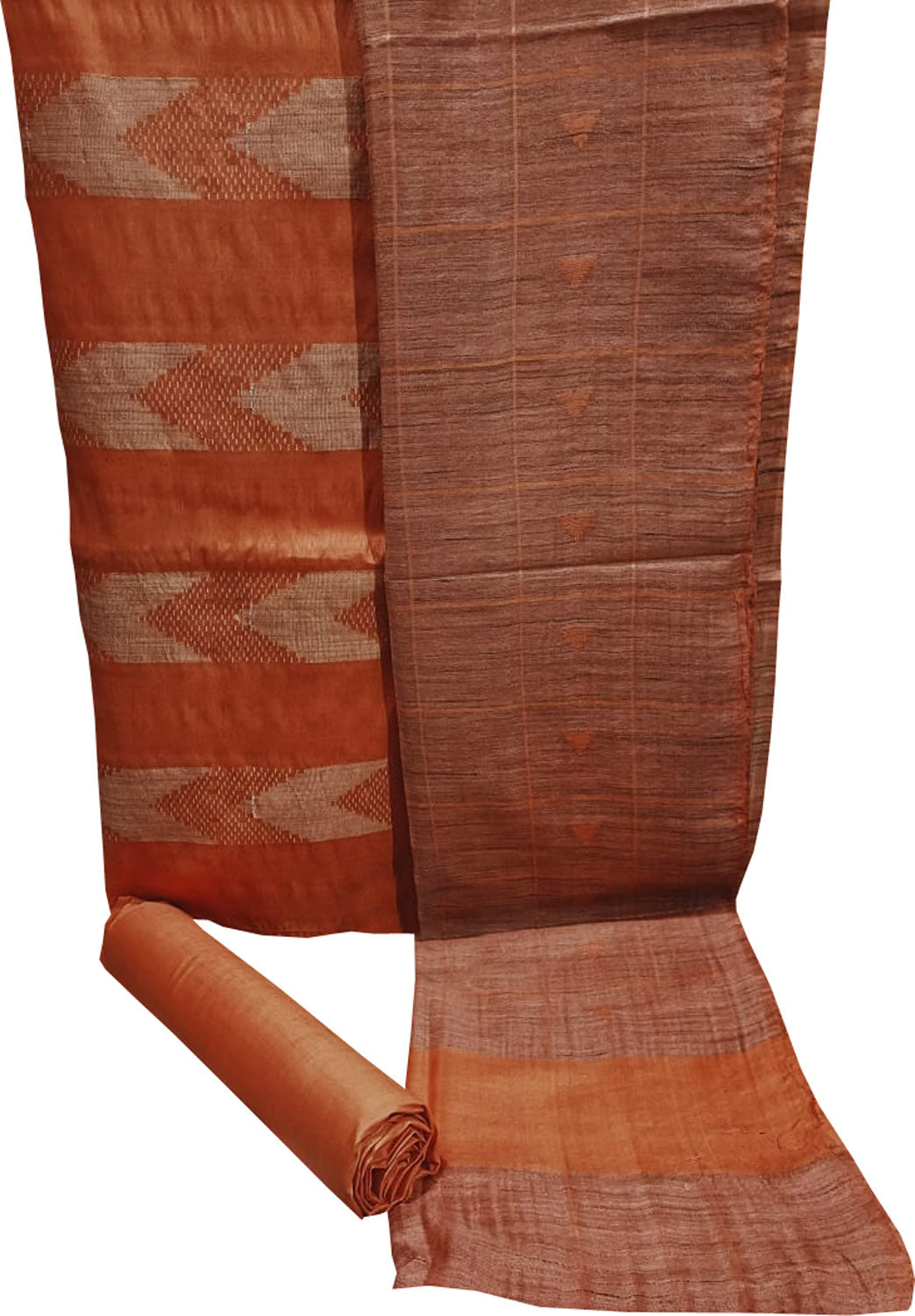 Elegant Orange Bhagalpur Cotton Silk Suit Set - Luxurion World
