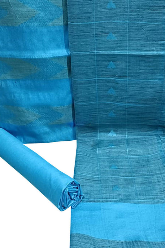 Blue Bhagalpur Cotton Silk Suit Set - Elegant and Stylish
