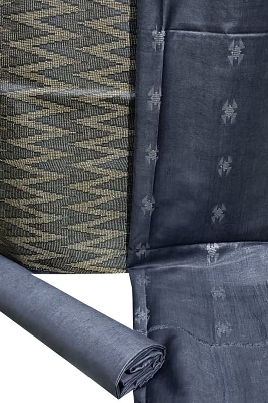 Elegant Grey Bhagalpur Cotton Silk Suit Set