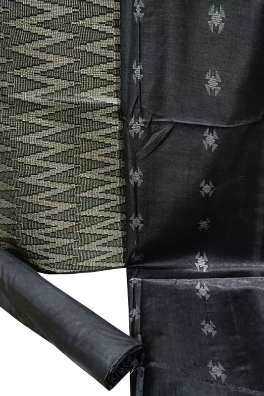 Stylish Black Bhagalpur Cotton Silk Suit Set